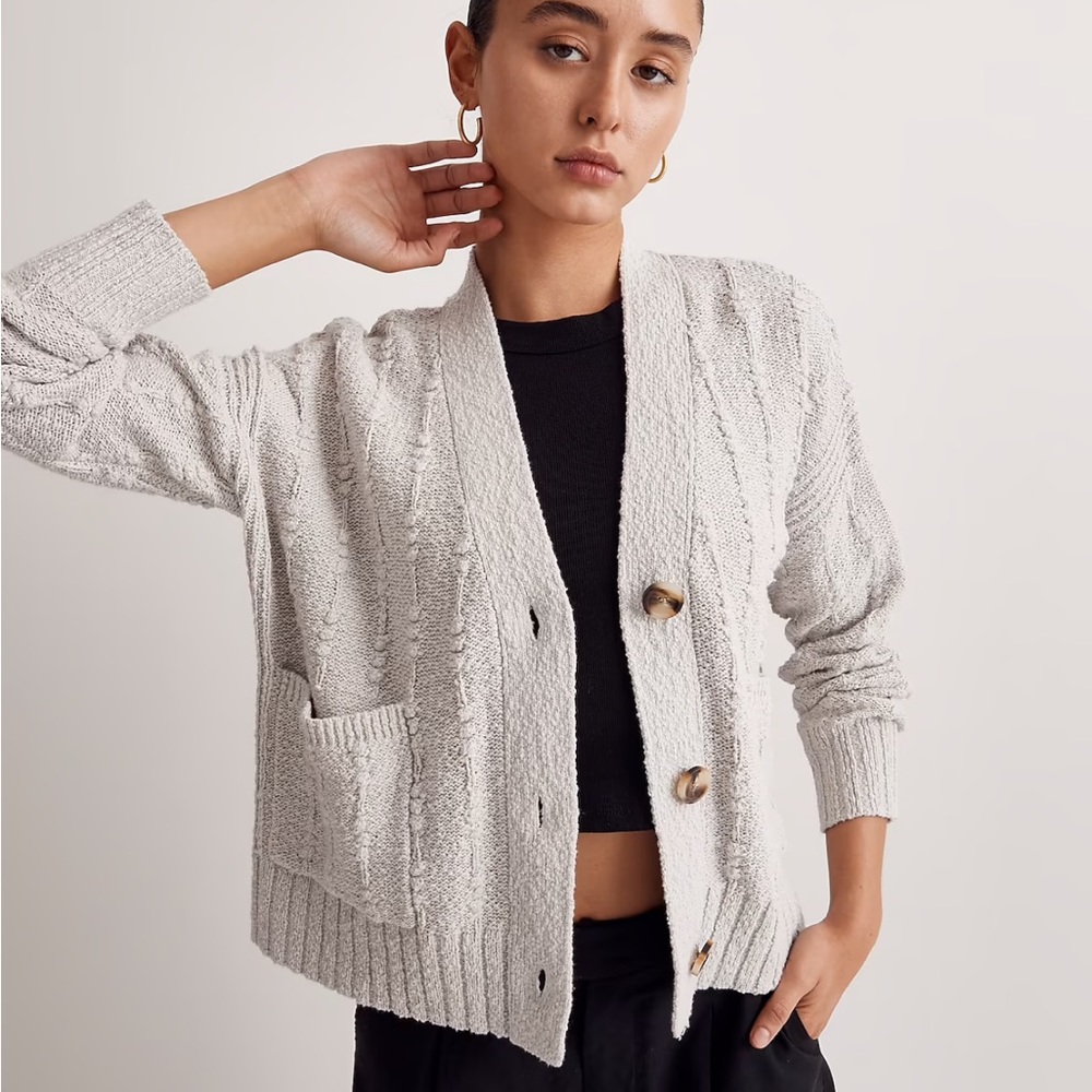 NWT Madewell Denisa Bobble-Knit Cardigan Sweater